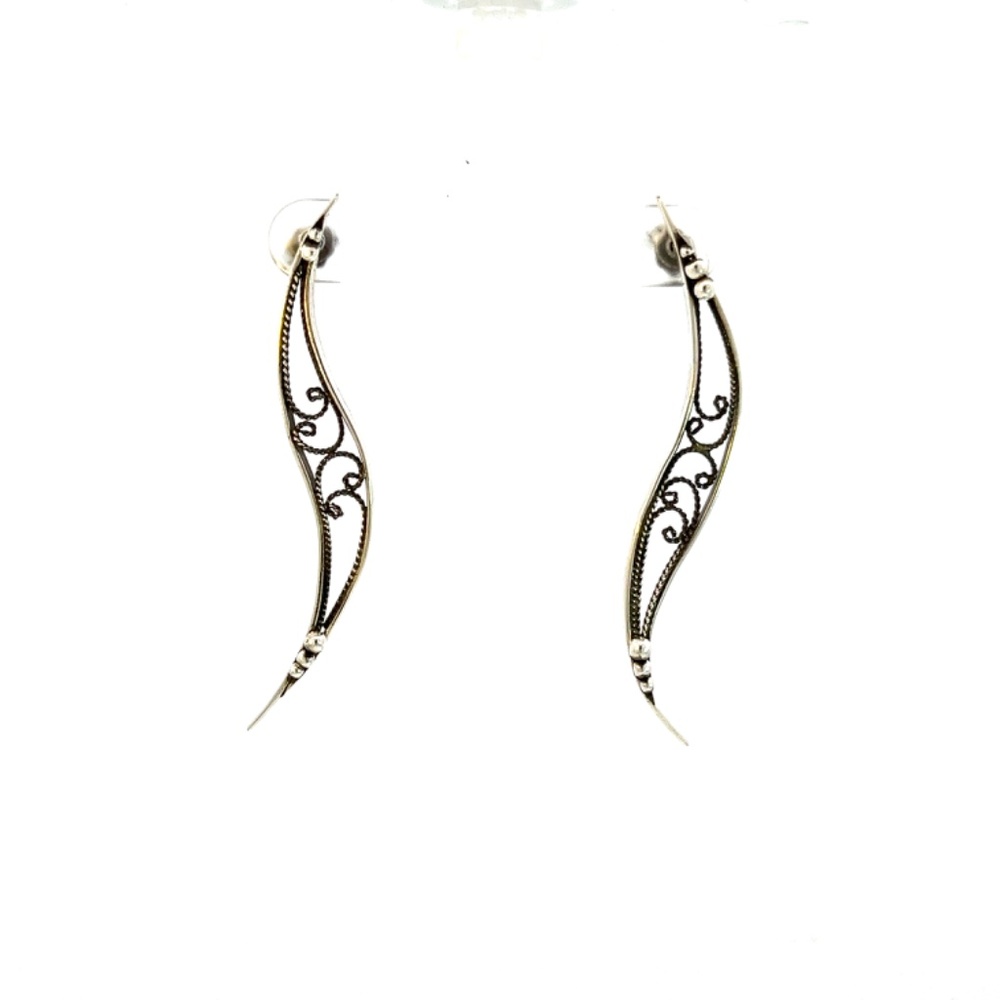 Filigree Swoosh Earring Sterling Silver - Picture 3 of 5